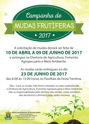 You are currently viewing Campanha de mudas frutíferas em Rio dos Cedros