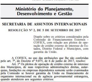 Read more about the article Cofiex altera critérios de financiamento para municípios