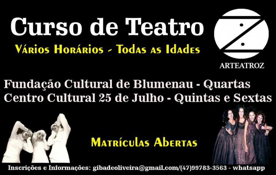 You are currently viewing Cia. Arteatroz oferece curso de teatro na Fundação Cultural de Blumenau