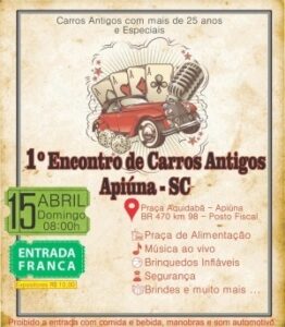 Read more about the article Apiúna receberá no dia 15 de abril o 1º Encontro de Carros Antigos