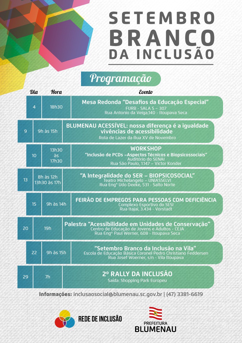 You are currently viewing Setembro Branco da Inclusão tem programação definida