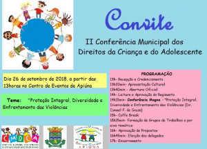 Read more about the article II Conferência Municipal dos Direitos da Criança e do Adolescente acontecerá no próximo dia 26