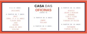 Read more about the article Inscrições para atividades da Casa das Oficinas Dagobert Günther iniciam nessa quinta-feira (30)