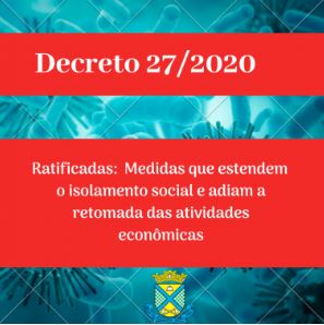 Read more about the article Prefeitura publica Decreto 27/2020 que ratifica medidas mais recentes do estado ao combate à crise do coronavírus