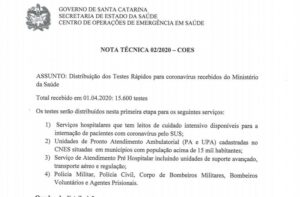 Read more about the article Estado estabelece a distribuição dos primeiros testes rápido que chegaram a SC