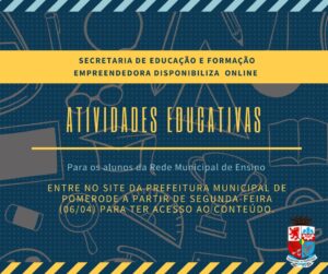 Read more about the article Secretaria de Educação e Formação Empreendedora disponibiliza conteúdo educativo durante o segundo período da quarentena