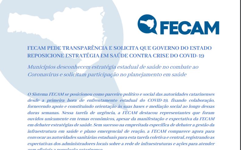 You are currently viewing Fecam pede transparência e solicita que Governo do Estado reposicione estratégia em saúde