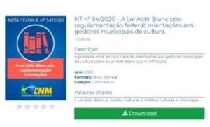 Read more about the article Nota técnica orienta sobre a distribuição dos recursos da Lei Aldir Blanc